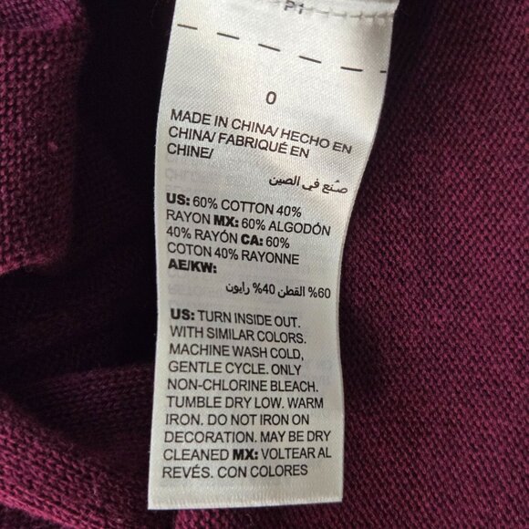 Chico's Cardigan Sweater Pearl Beaded S Burgundy Red Open Front Formal Drape Top - Picture 9 of 11